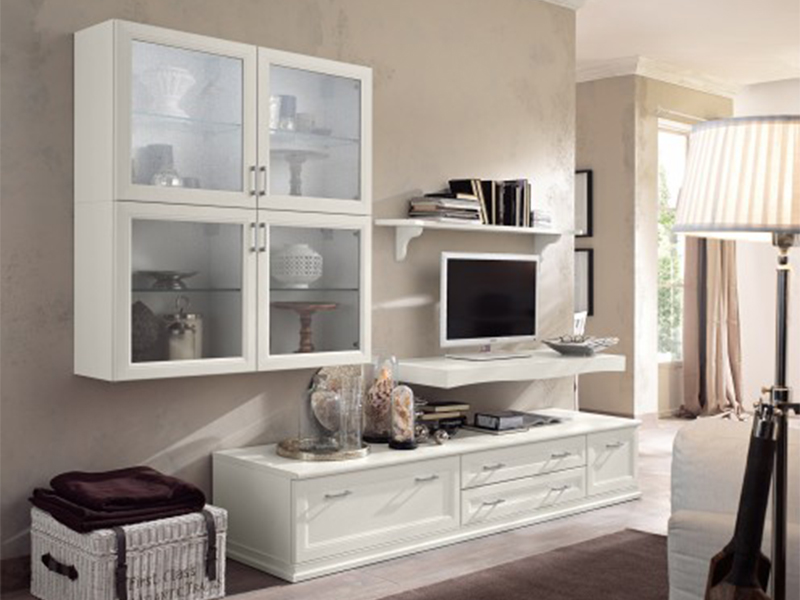 Soggiorno classico bianco vintage arredamento mobili for Arredamento casa bianco
