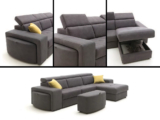 Divano Trasformabile Vittoria con Panchetta e Chaise Longue