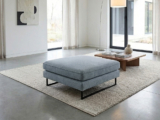 Pouf Azzurro con Piedino Slitta