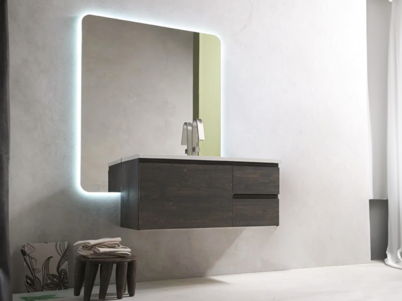 Bagno con Base Sospesa e Specchiera con Led Perimetrale 04