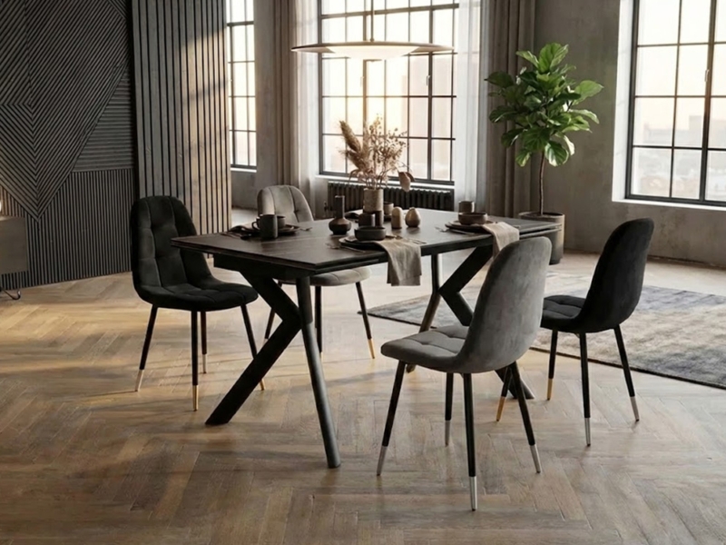 Tavolo Allungabile con Struttura in Metallo Verniciato e set 4 sedie 05