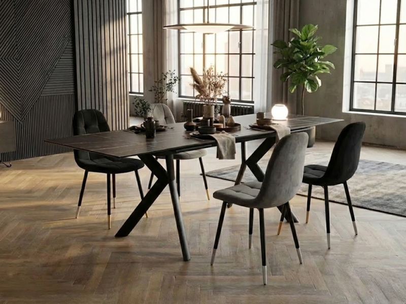 Tavolo Allungabile con Struttura in Metallo Verniciato e set 4 sedie 05