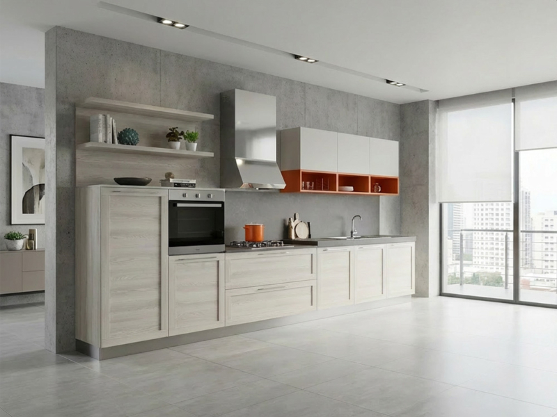 Cucina Lineare Frassino e Fango