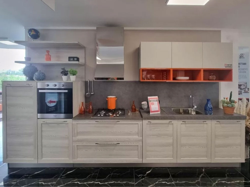 Cucina Lineare Frassino e Fango
