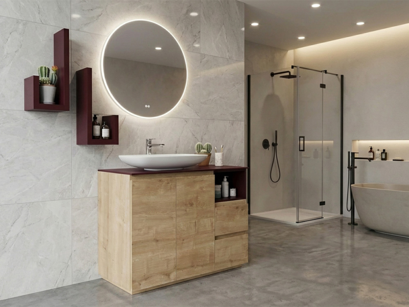 Mobile Bagno Rovere e Rosso