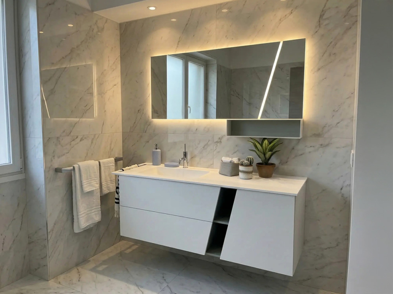 Mobile Bagno Sospeso Con Elemento A Giorno