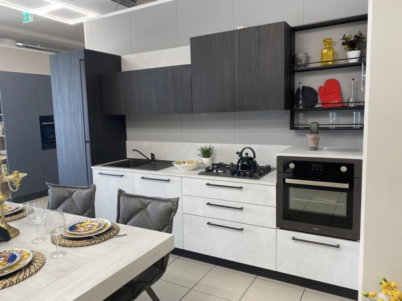 Cucina Lineare Rovere Dark