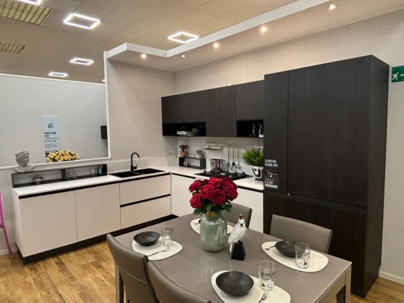 Cucina Angolare Rovere e Bianco con Gola
