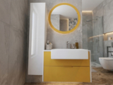 Bagno Giallo con Specchio Rotondo