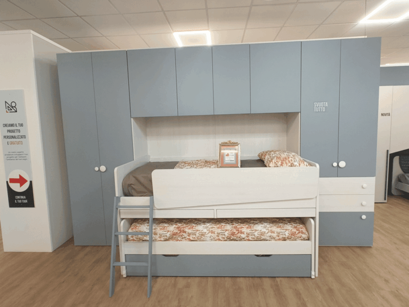 Cameretta A Ponte Salvaspazio Con Letto Triplo