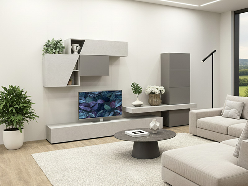 Soggiorno Dinamico Di Design Con Pensili