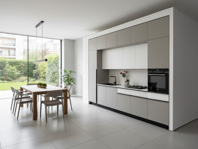 Cucina Lineare con Finiture Pet Pechino e Panama