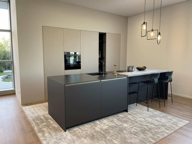 Cucina Moderna Di Design Con Isola e Boiserie