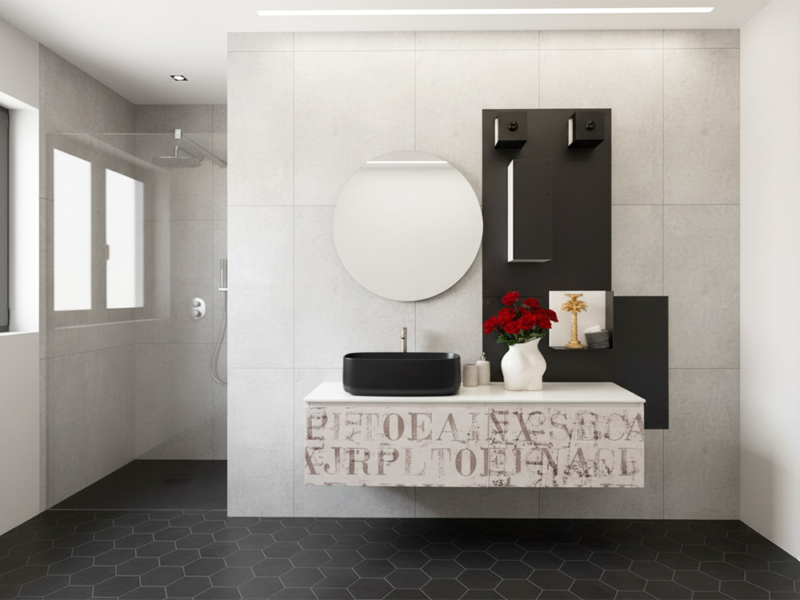 Mobile Bagno Con Stampa Lettering