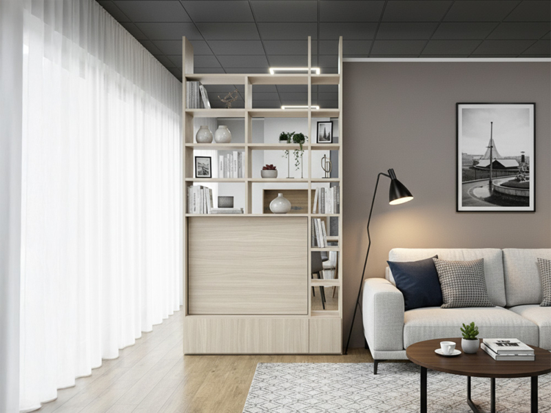 Libreria Moderna Con Vano Porta TV Girevole