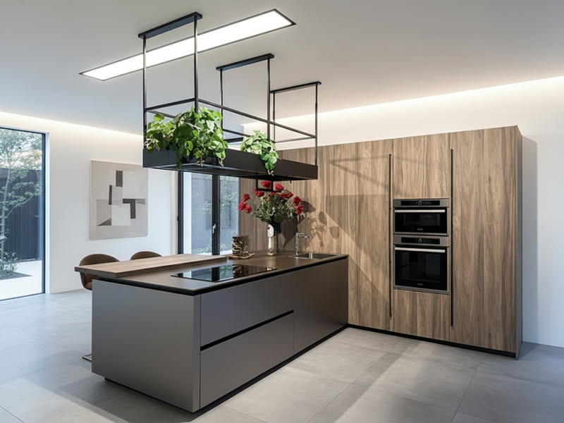 Cucina Moderna Con Isola E Colonne Angolari
