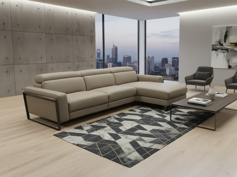 Divano Angolare In Pelle Taupe