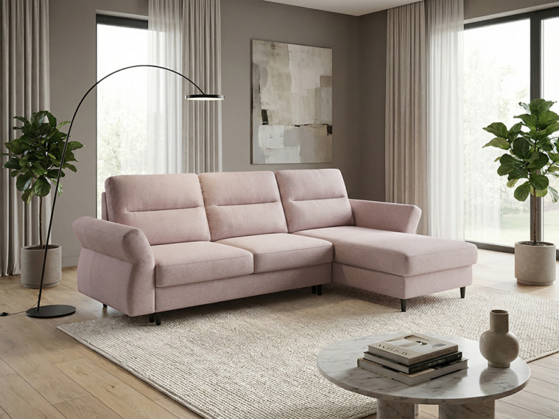 Divano Rosa Con Chaise Longue