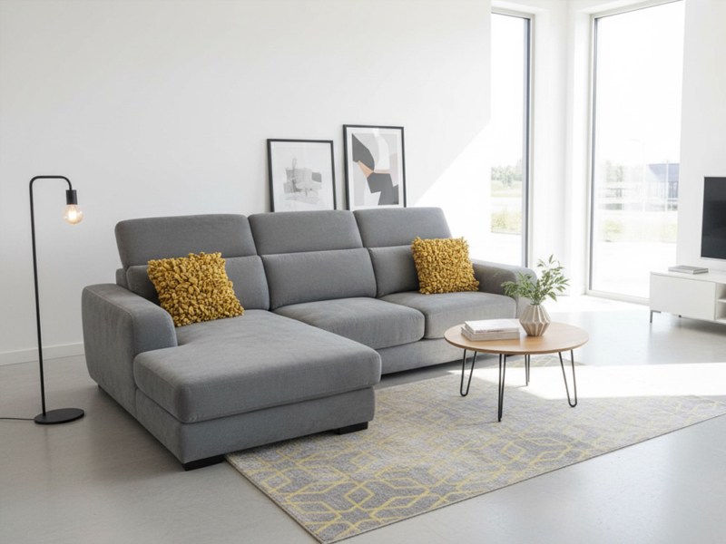 Divano Grigio Con Chaiselongue