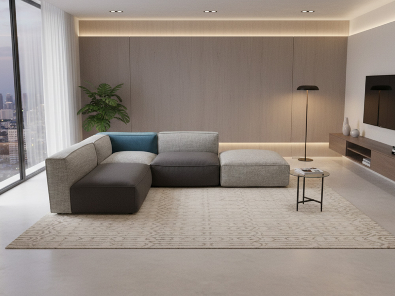 Divano Componibile Moderno Con Pouf