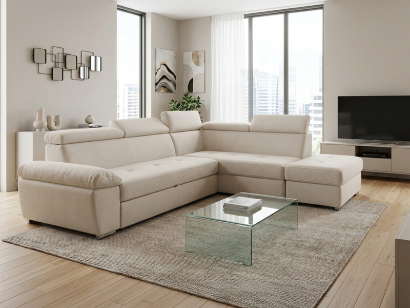 Divano Trasformabile Angolare Con Pouf