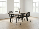 Tavolo Rovere Gessato Con 2 Allunghe E 4 Sedie
