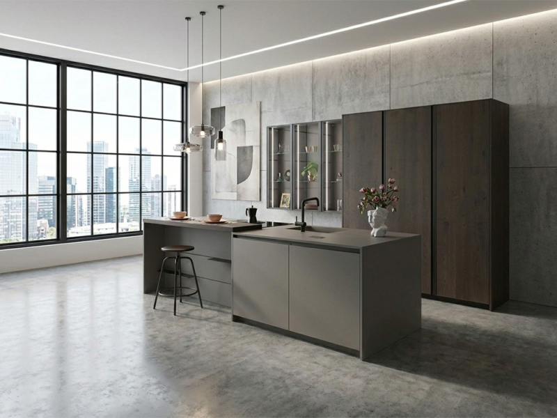 Cucina Con Isola E Colonne Di Design