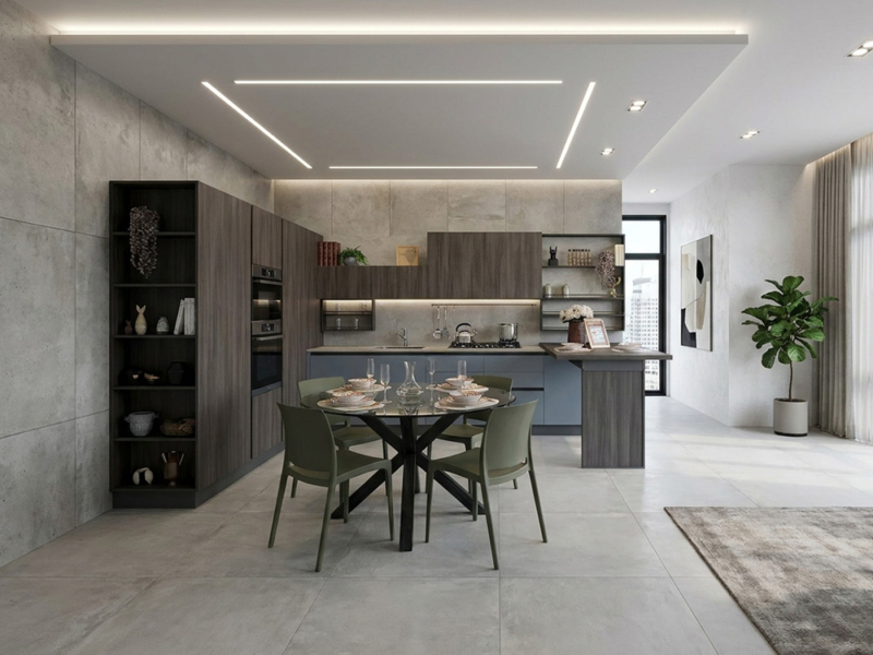 Cucina Angolare con Penisola Snack Moderna