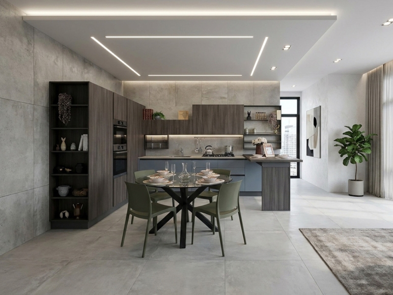 Cucina Angolare con Penisola Snack Moderna