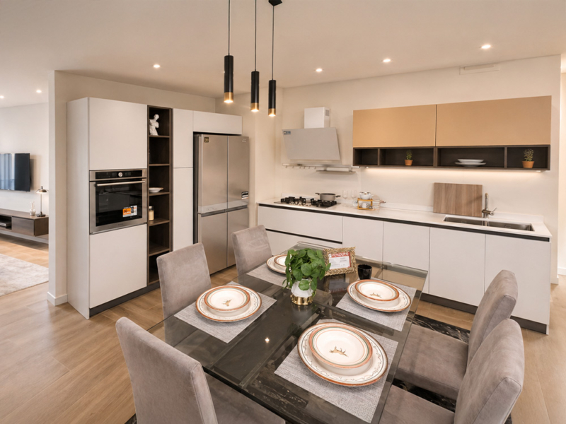 Cucina Lineare Con Top In Quarzo