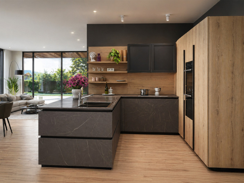 Cucina Angolare con Penisola Moderna