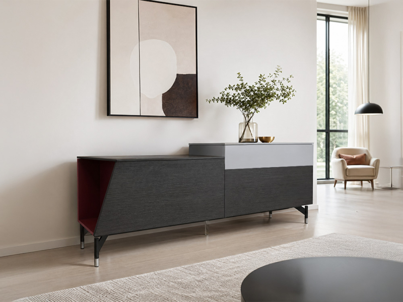 Madia Di Design Con Inserto Rosso Scuro