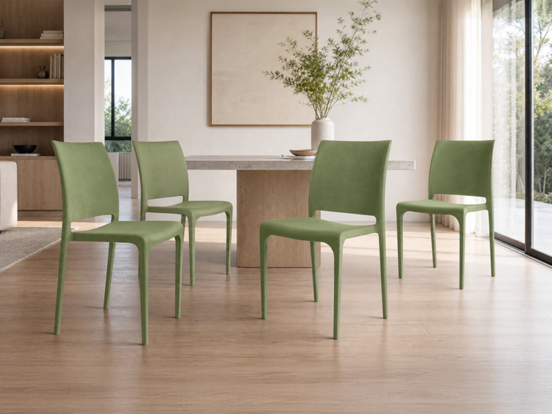 Set Di 4 Sedie Polipropilene Verde Bosco