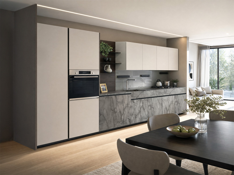 Cucina Lineare Moderna Con Lavello Integrato