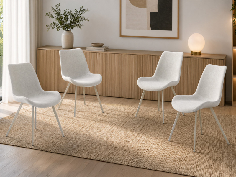 Set Di 4 Sedie Ecopelle Ghiaccio