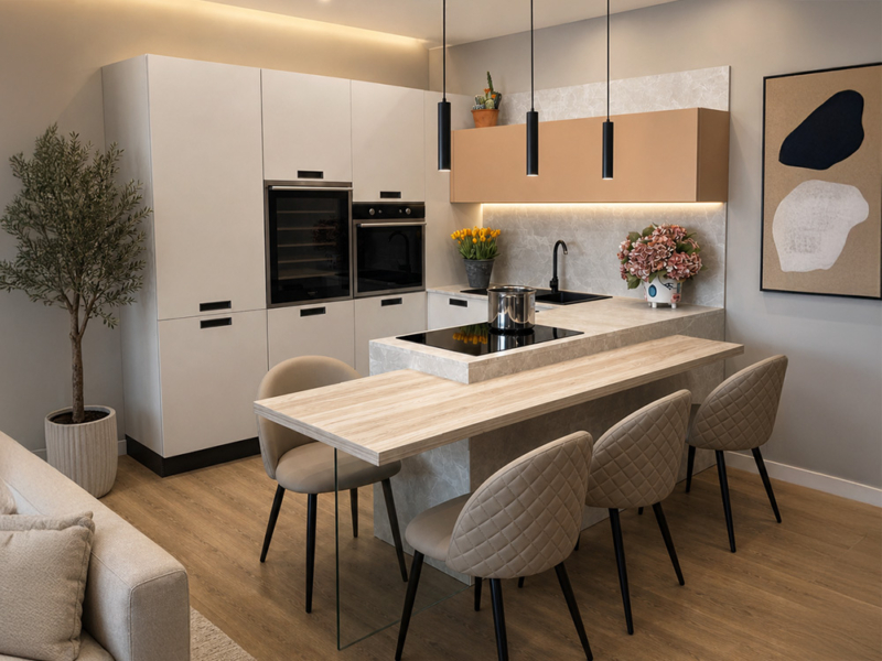 Cucina A U Con Penisola Ribassata