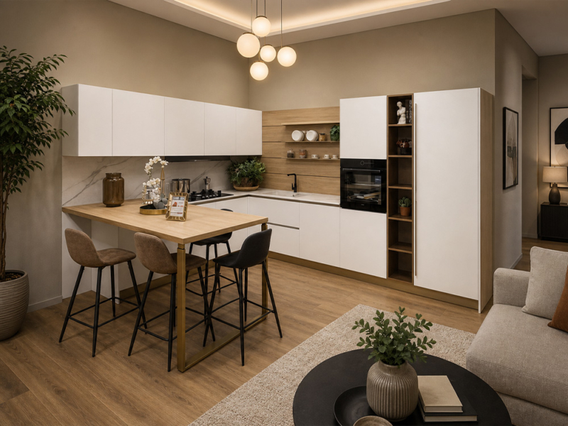 Cucina Angolare Con Penisola E Boiserie