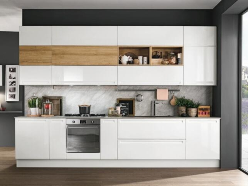 Cucina lineare bianca lucida Ibiza